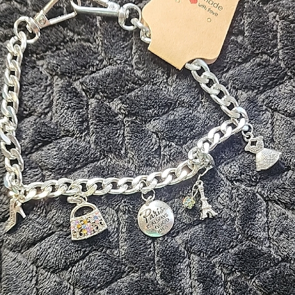 Hand Crafted Silver "Paris Theme" Bag charm - Picture 1 of 7